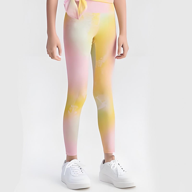New Girls Sports Tight Yoga Pants Summer Sunscreen Cool Feeling Children Yoga Pants - Image 1